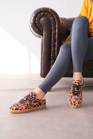 Kadın Panet İnce Tabanlı Spor Ayakkabı - Leopar