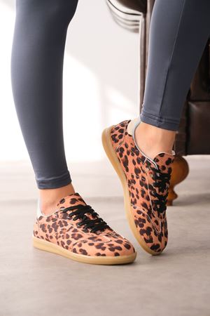 Kadın Panet İnce Tabanlı Spor Ayakkabı - Leopar