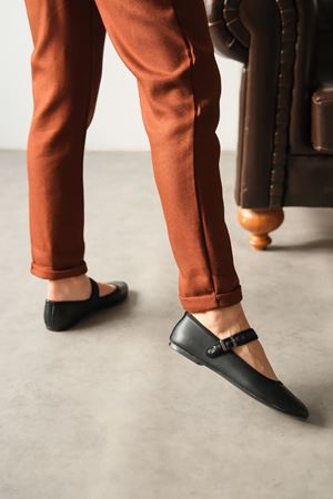 Kadın Vavin Babet Ayakkabı - siyah-deri