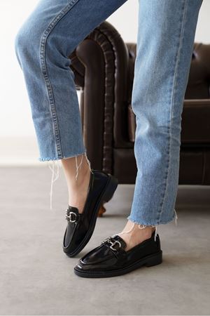 Kadın Roma Günlük Loafer Ayakkabı - siyah-rugan