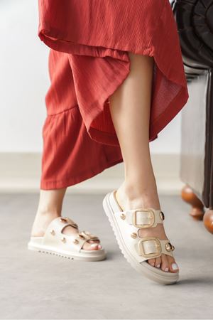 Kadın Ecole Tokalı Terlik - Ten Deri