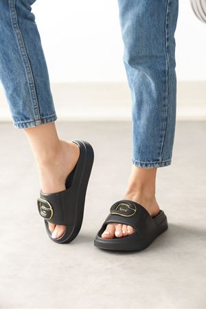 Kadın Kibola Tokalı Terlik - Siyah