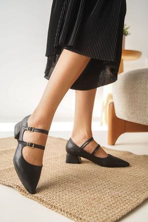 Kadın Jovis Kısa Topuklu Ayakkbı - siyah-deri