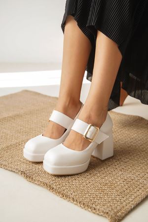 Kadın Romeo  Platformlu Topuklu Ayakkabı - Beyaz