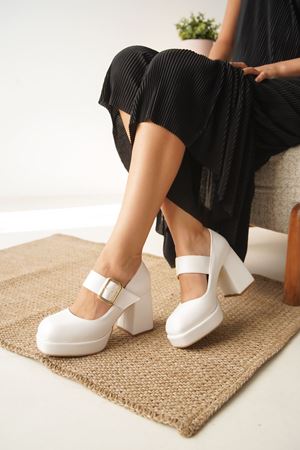 Kadın Romeo  Platformlu Topuklu Ayakkabı - Beyaz