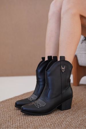 Kadın Grant Kısa Kovboy Bot - siyah-deri