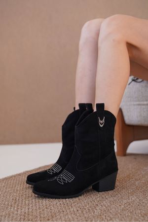 Kadın Grant Kısa Kovboy Bot - Siyah Süet