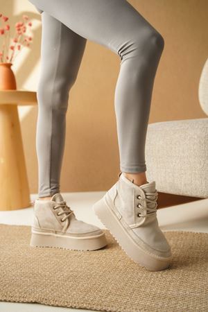 Kadın Pastor Kürklü Kısa Bot - Ten Süet