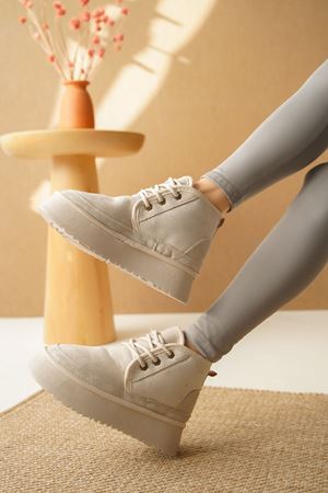 Kadın Pastor Kürklü Kısa Bot - Ten Süet