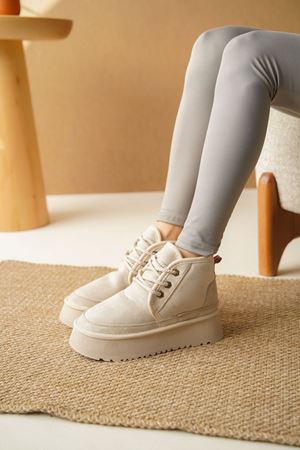 Kadın Pastor Kürklü Kısa Bot - Ten Süet