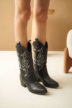 Kadın Darel Kovboy Çizme - siyah-deri