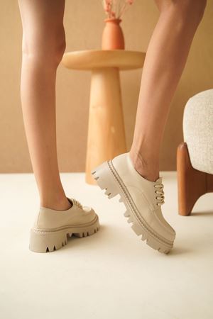 Kadın Nuno BağcıklI Loafer Ayakkabı - Ten Deri