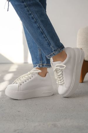 Kadın Lenosa Kalın Taban Spor Ayakkabı - Beyaz