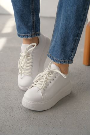 Kadın Lenosa Kalın Taban Spor Ayakkabı - Beyaz