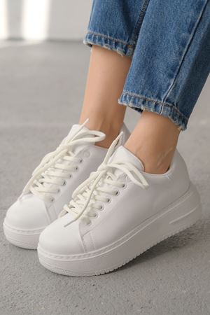 Kadın Lenosa Kalın Taban Spor Ayakkabı - Beyaz