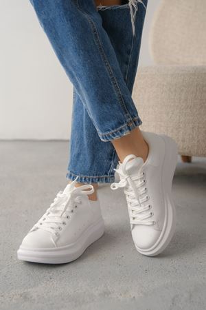 Kadın Bloom Bağcıklı Spor Ayakkabı - Beyaz