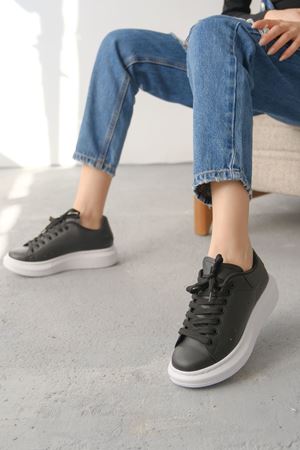 Kadın Bloom Bağcıklı Spor Ayakkabı - Siyah