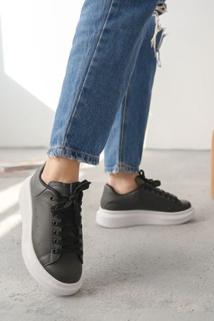 Kadın Bloom Bağcıklı Spor Ayakkabı - Siyah