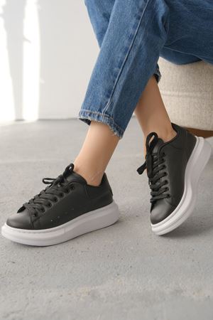 Kadın Bloom Bağcıklı Spor Ayakkabı - Siyah