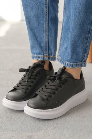 Kadın Bloom Bağcıklı Spor Ayakkabı - Siyah