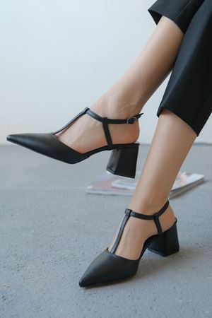 Kadın Center Kalın Topuklu Ayakkabı - Siyah