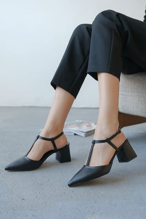 Kadın Center Kalın Topuklu Ayakkabı - Siyah