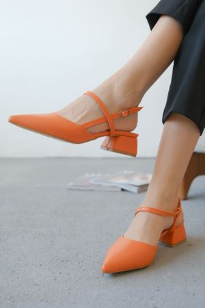 Kadın Franco Kısa Topuklu Ayakkabı - Turuncu