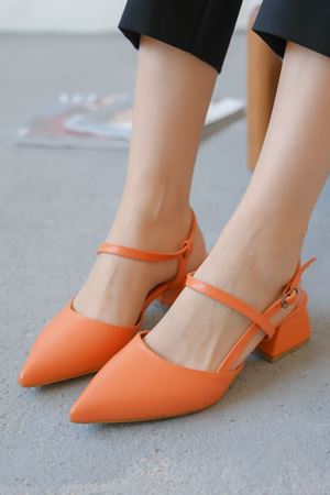Kadın Franco Kısa Topuklu Ayakkabı - Turuncu