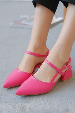 Kadın Franco Kısa Topuklu Ayakkabı - Fuşya Deri