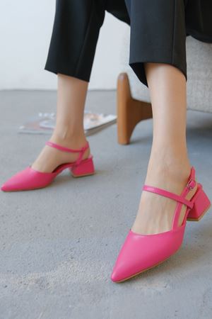 Kadın Franco Kısa Topuklu Ayakkabı - Fuşya Deri