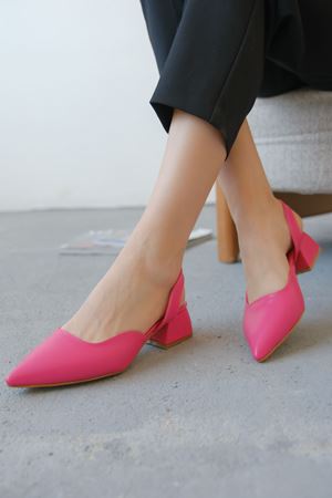 Kadın Jozi Kısa Topuklu Ayakkabı - Fuşya Deri