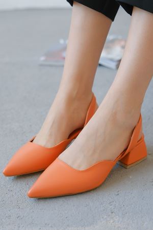 Kadın Jozi Kısa Topuklu Ayakkabı - Turuncu