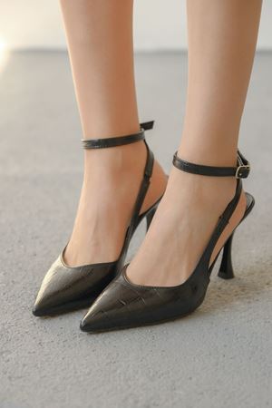 Kadın Montana İnce Topuklu Ayakkabı - Siyah-Kroko