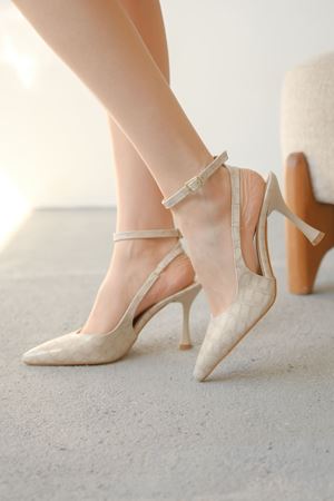 Kadın Montana İnce Topuklu Ayakkabı - Ten-Kroko