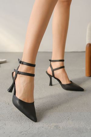 Kadın Reyes Sivri Topuklu Ayakkabı - siyah-deri