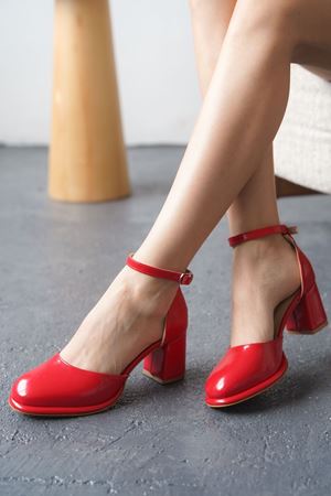 Kadın Penida Platform Topuklu Ayakkabı - Kırmızı-Rugan