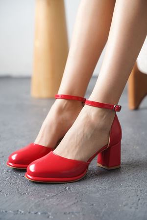 Kadın Penida Platform Topuklu Ayakkabı - Kırmızı-Rugan