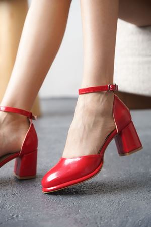 Kadın Penida Platform Topuklu Ayakkabı - Kırmızı-Rugan