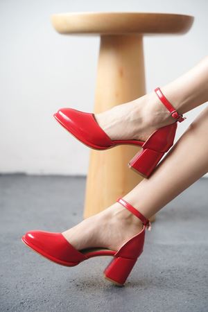 Kadın Penida Platform Topuklu Ayakkabı - Kırmızı-Rugan