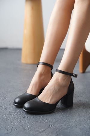 Kadın Penida Platform Topuklu Ayakkabı - siyah-deri