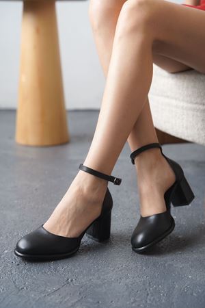 Kadın Penida Platform Topuklu Ayakkabı - siyah-deri