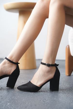 Kadın Celar Siyah Süet Topuklu Ayakkabı - Siyah