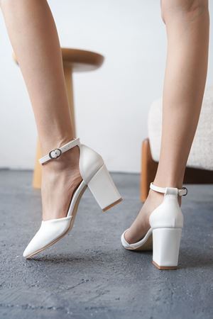 Kadın Celar Kalın  Topuklu Ayakkabı - Beyaz