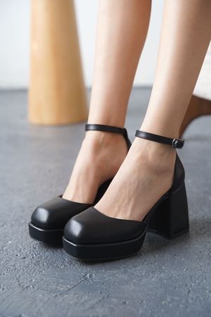 Kadın Gander Platformlu Topuklu Ayakkabı - siyah-deri