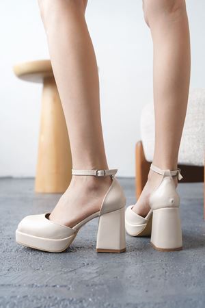 Kadın Gander Platformlu Topuklu Ayakkabı - Ten Deri