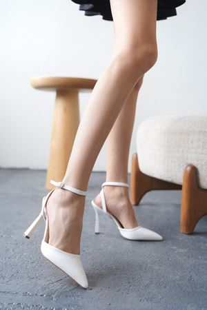 Kadın Motta İnce Topuklu Ayakkabı - Beyaz