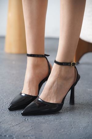 Kadın Motta İnce Topuklu Ayakkabı - siyah-rugan