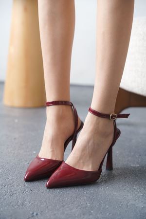 Kadın Motta İnce Topuklu Ayakkabı - Bordo-Rugan