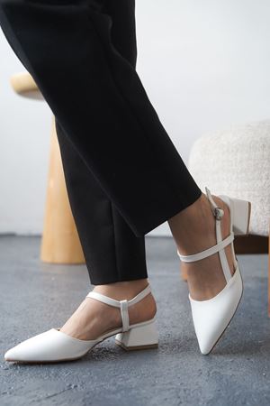 Kadın Franco Kısa Topuklu Ayakkabı - Beyaz