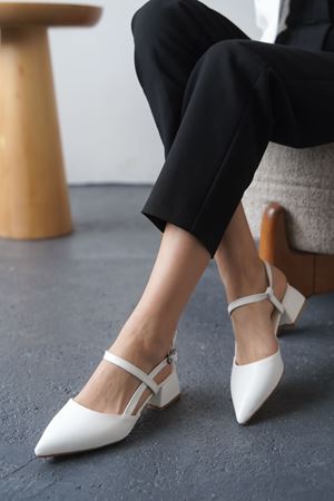 Kadın Franco Kısa Topuklu Ayakkabı - Beyaz